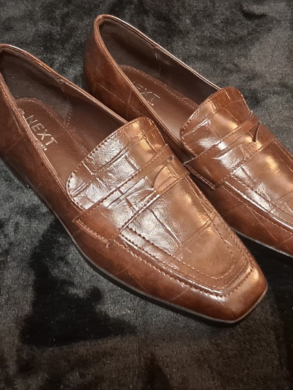 Next Classic Dark Brown Leather Penny Loafers - Womens Size 7